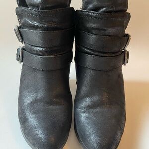 Carlos by Carlos Santana Black Ankle Booties with Dual Buckles